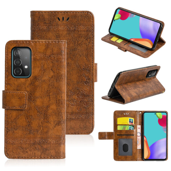 Samsung Galaxy A Serie PU Ölwachsleder Handyhülle Galaxy A52 5G Jahrgang – Bild 2