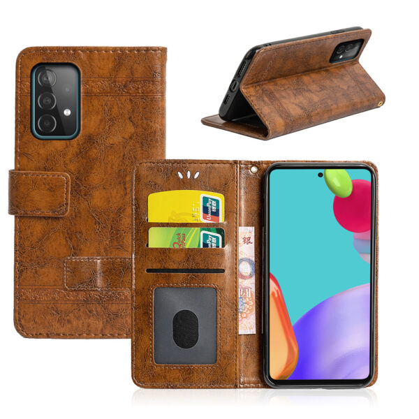 Samsung Galaxy A Serie PU Ölwachsleder Handyhülle Galaxy A52 5G Jahrgang – Bild 3