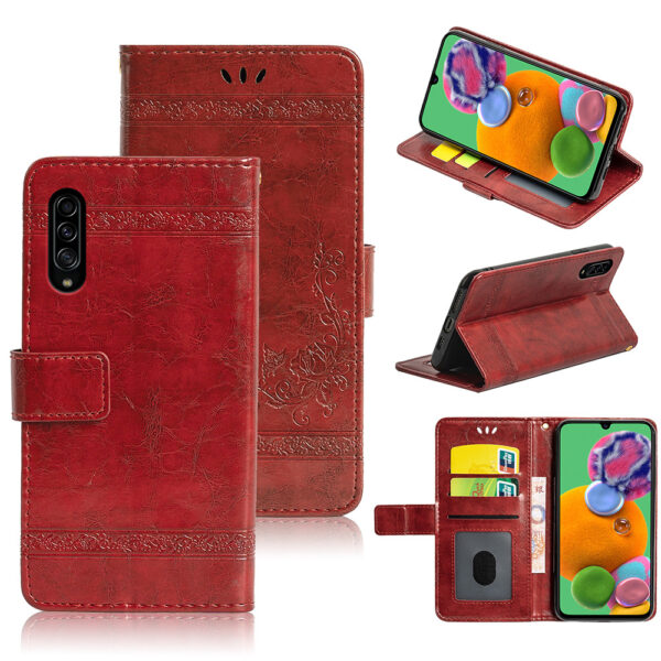 Samsung Galaxy A Serie Einfach PU Galaxy A90 Ölwachsleder Handyhülle – Bild 2